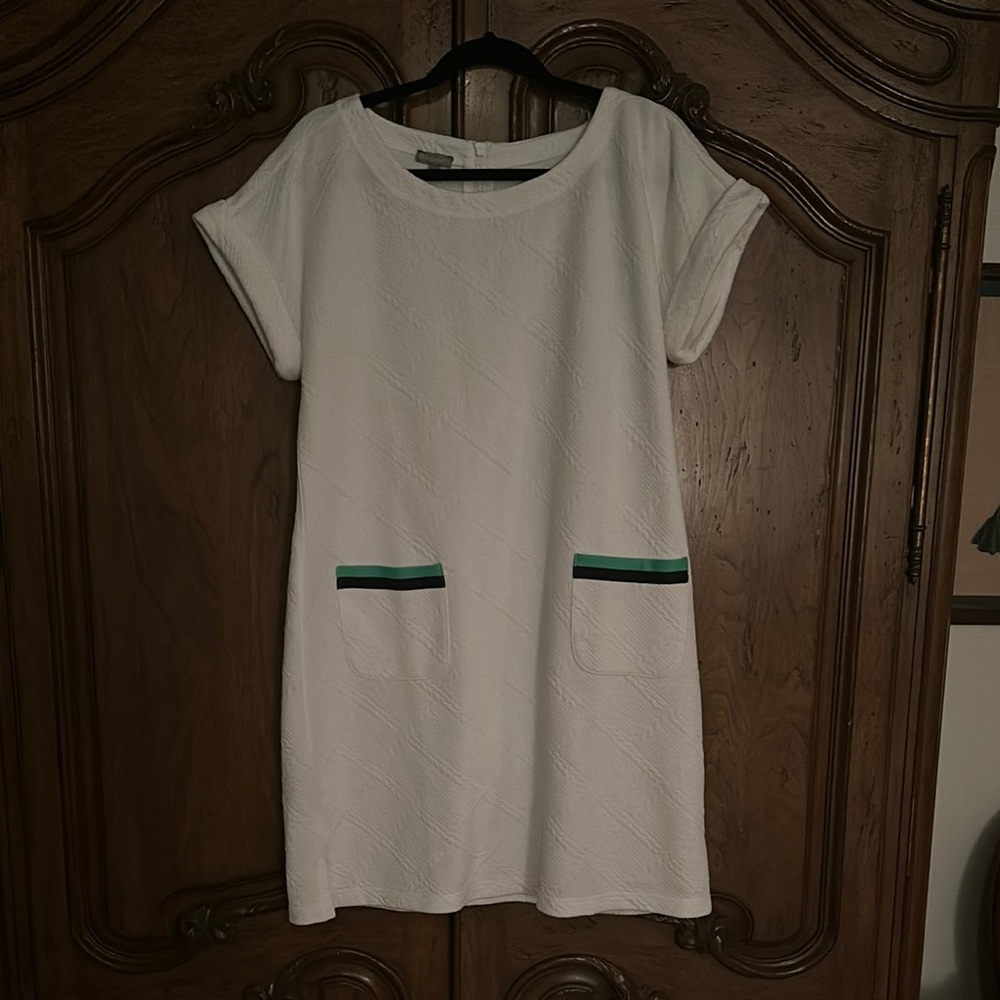 Talbots White Mini Sheath Dress with Dolman Sleeves